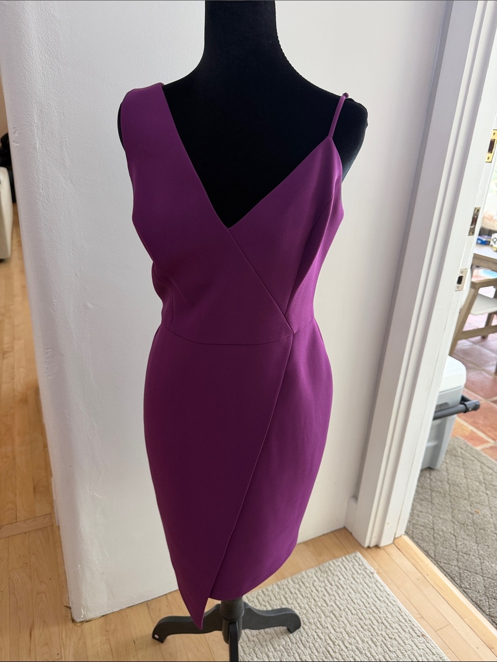 BCBGMaxAzria Magenta One-Shoulder Sheath Dress